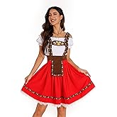 Haoviorus Oktoberfest Costumes Women Garden Maid Dresses 3pcs Sexy Oktoberfest Outfit Halloween Costume for Women