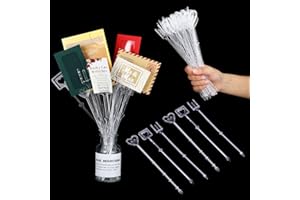 NEWTAY 120 Pieces Plastic Floral Picks 9" Flower Card Holder Stick Straight Head Flower Picks Clear Floral Card Pick Fork Heart Square Shape Flower Place Card Holder Floral Pick Clip Card Holder for Wedding