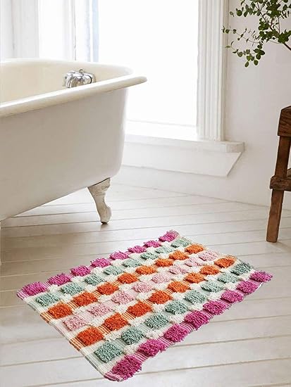 Galaxy Home Decor Handcraft Cotton Bath/Door Mat (Grey, 16x24-inch)