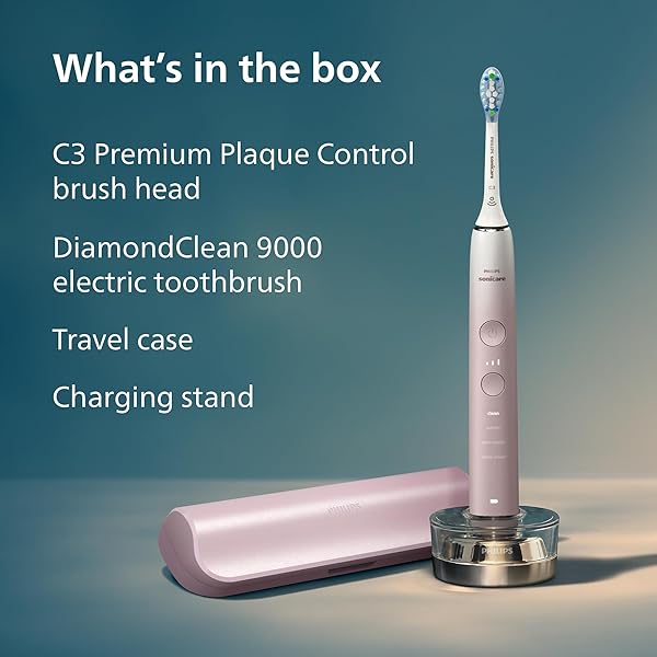 PHILIPS SONICARE DIAMONDCLEAN 9000 ELECTRIC TOOTHBRUSH – SONIC TOOTHBRUSH WITH APP, PRESSURE SENSOR, 12 BRUSHING SETTINGS, REPLACEMENT REMINDER, CHARGING STAND, TRAVEL CASE, PINK, HX9911/90