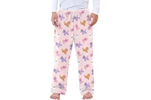 JHKKU Pajama Pants Soft Flannel Sleep Bottoms Cute Poodle Dogs Loungewear Pants 6-14 Years