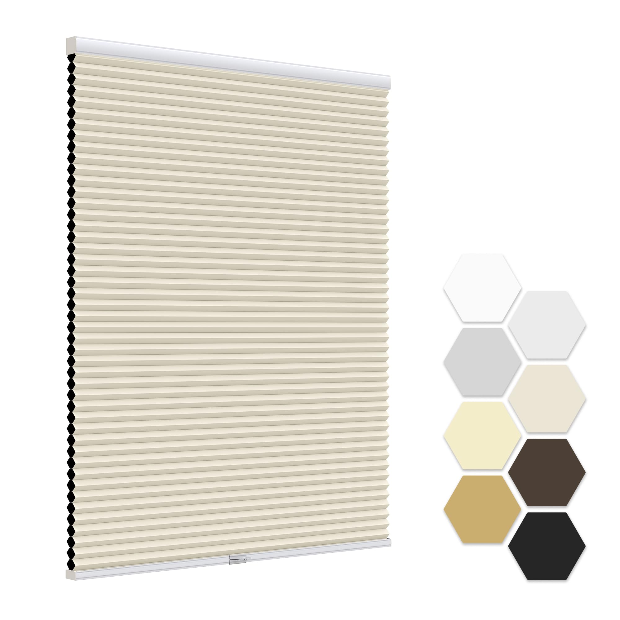 Photo 1 of **NON RETURNABLE**
**NON REFUNDABLE**

LazBlinds No Tools No Drill Cordless Cellular Shades, Blackout Honeycomb Shades Room Darkening Pleated Blinds for Window Size 52" W x 72" H, Cream