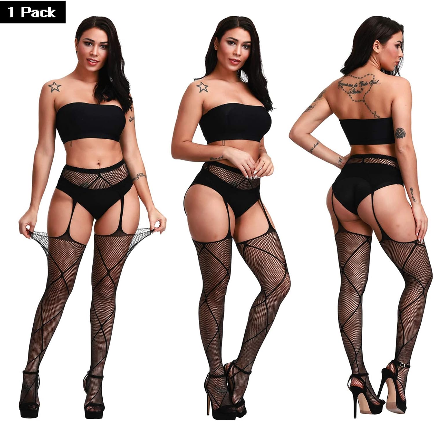 DRESHOW 6 Pack Fishnet Stockings for Women Hight Waist Tights Thigh High Pantyhose at  Women’s Clothing store