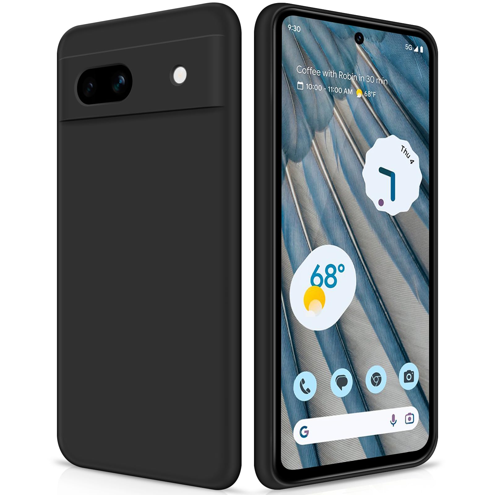 GiiYoon Case Compatible with Google Pixel 7A, Silky-Soft Touch Full-Body Protective Phone Silicone Case, Shockproof Cover with Microfiber Lining, Black โ image 1