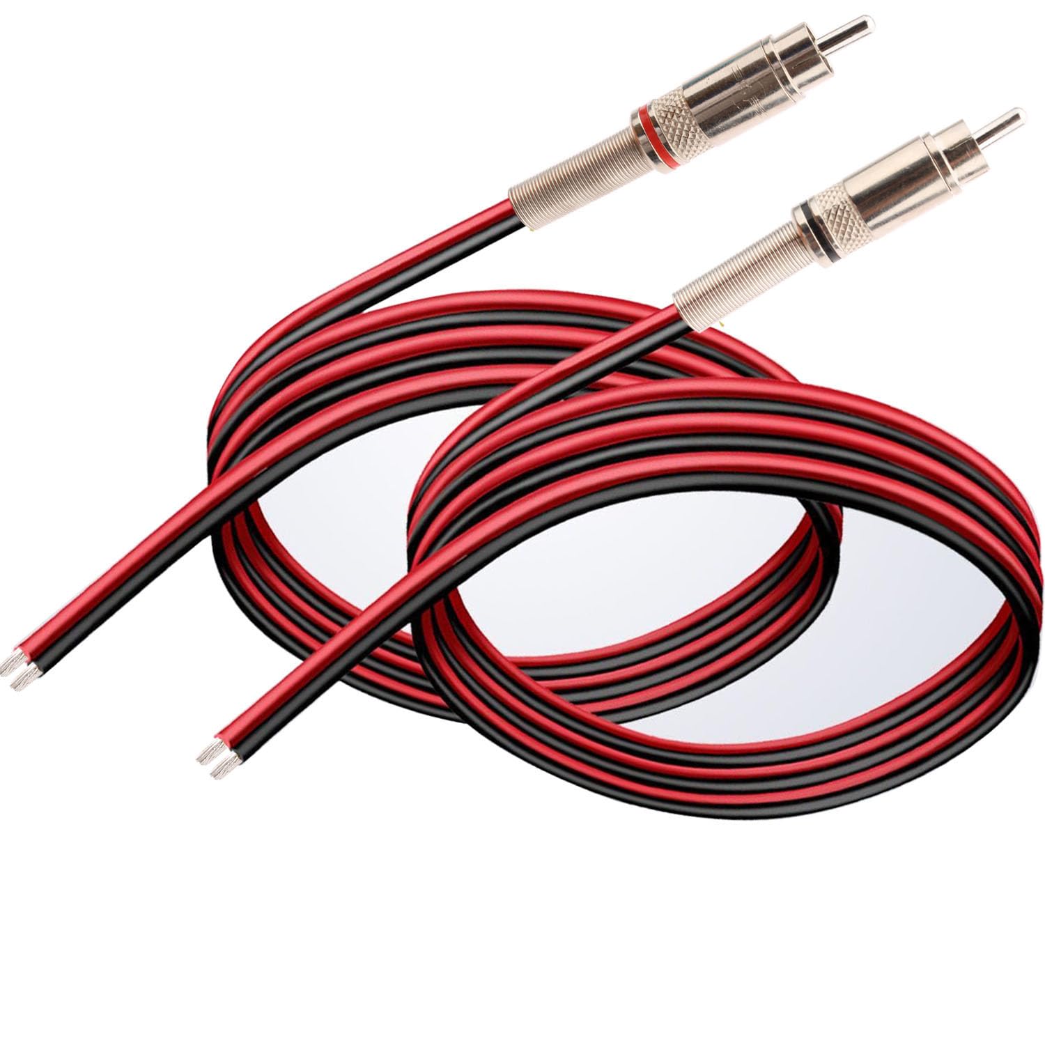RUNCCI-YUN 2PCS RCA Male Plug Connectors, Speaker Cable to RCA Silver Plated Plug Audio Video Connector Solderless for Multimedia and CCTV (1Black + 1Red)