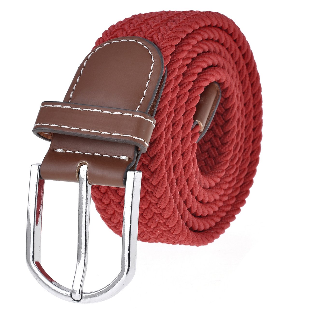 Ayliss - Ceinture Tressee avec Boucle Extra Forte Metallique Epaisse Toile Cuir Loisirs Casual Elastique Extensible Femme Homme Jusqu\'a 105cm de Longueur - Couleur#04