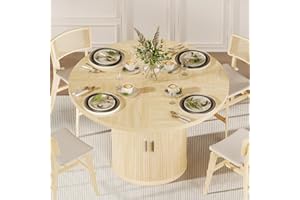 Hiwelldas Round Dining Table for 4-6 People, 47 Inches Dinning Room Table with Wooden Pedestal Base, Natural Dinner Tables, Circle Kitchen Tables for Dining Room, Living Room(Table Only)
