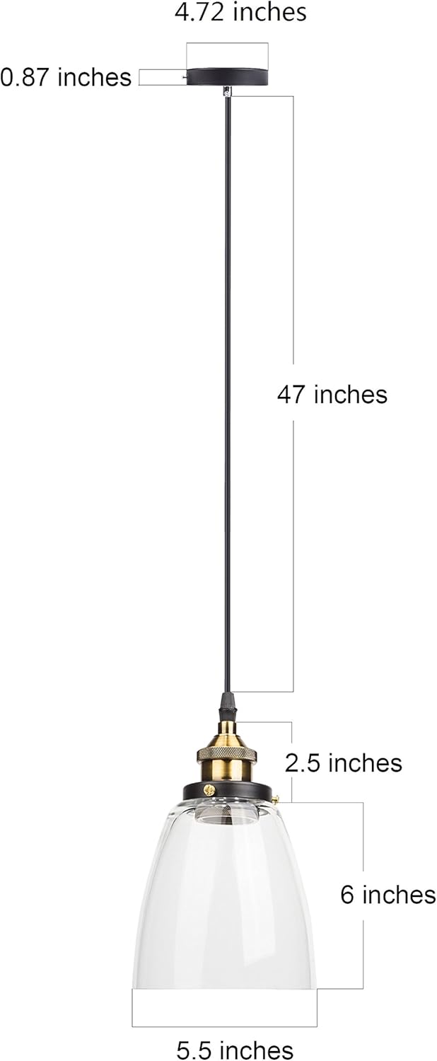 Lampop Pendant Light Industrial Ceiling Lamp Glass Shade Retro Lighting Vintage Hanging Lamp Chrome Base E27 Chandelier for Kitchen Dining Room Loft Bedroom Cafe Bar Restaurant - Image 5