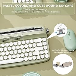YUNZII Upgraded Wireless Keyboard, Retro Keyboard