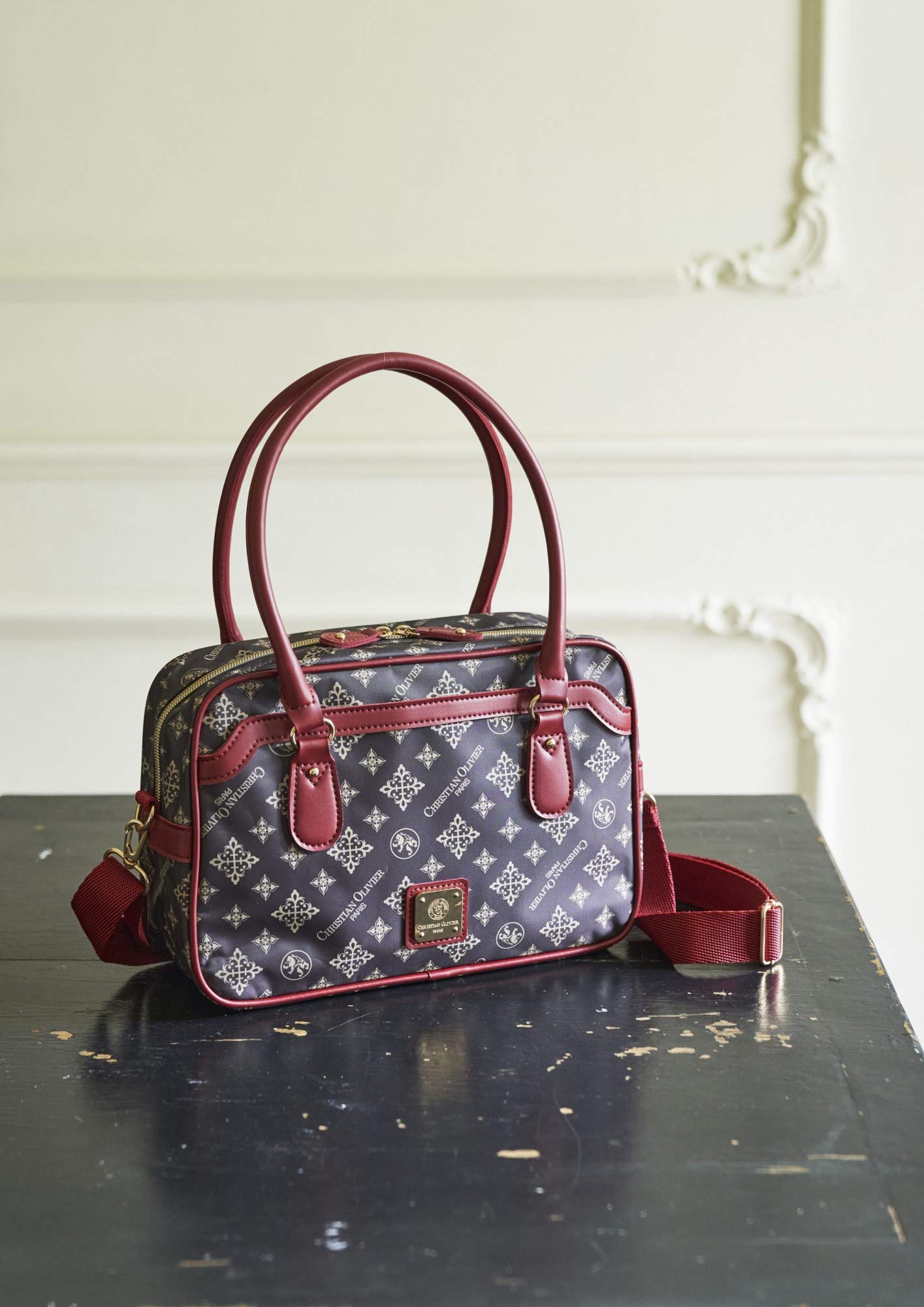 CHRISTIAN OLIVIER PARIS Boston Chocolat:4/9発売【ムック本付録】クリスチャン オリビエ パリ ボストンバッグ(ダークブラウンカラー×ワインレッド)