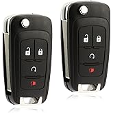2X USARemote Keyless Entry Remote Start Car Flip Key Fob Control 4-Button Replacement for Buick Encore Chevrolet Equinox Impala Sonic Trax (OHT01060512, KR55WK500733)
