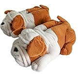 Onmygogo Fuzzy Winter Indoor Animal Dog Slippers for Adult Women Men and Kid, Bulldogs