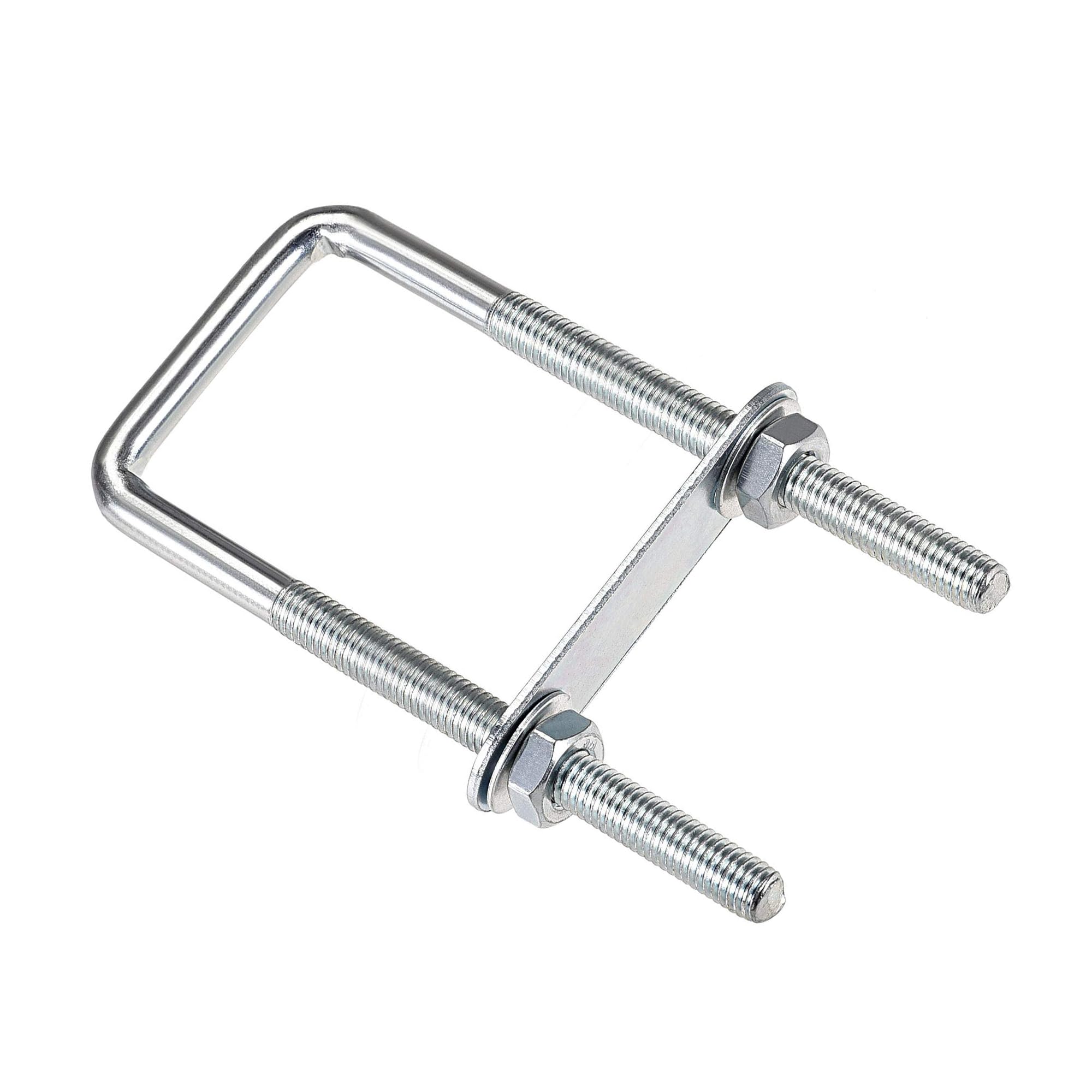 MACHSWON Square U-Bolt,2 Set Carton Steel M8 U Bolts 40mm(1-5/8") Inner Width 120mm Length with Nuts and Frame Plate for Automobiles Boat Trailer