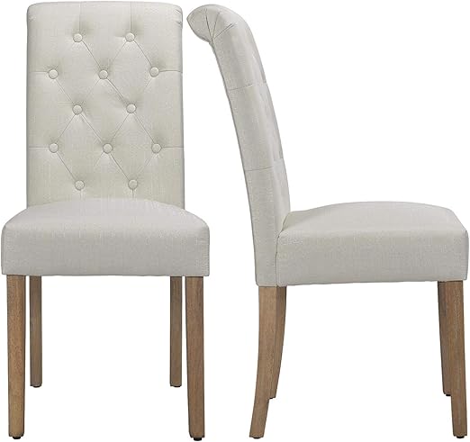 Amazon Com Yaheetech Dining Chair Dining Room Chair Living Room Side Chairs Tufted Parsons Chairs For Hotel Restaurants Wedding Banquet Meeting Celebration Beige Set Of 2 Kitchen Dining