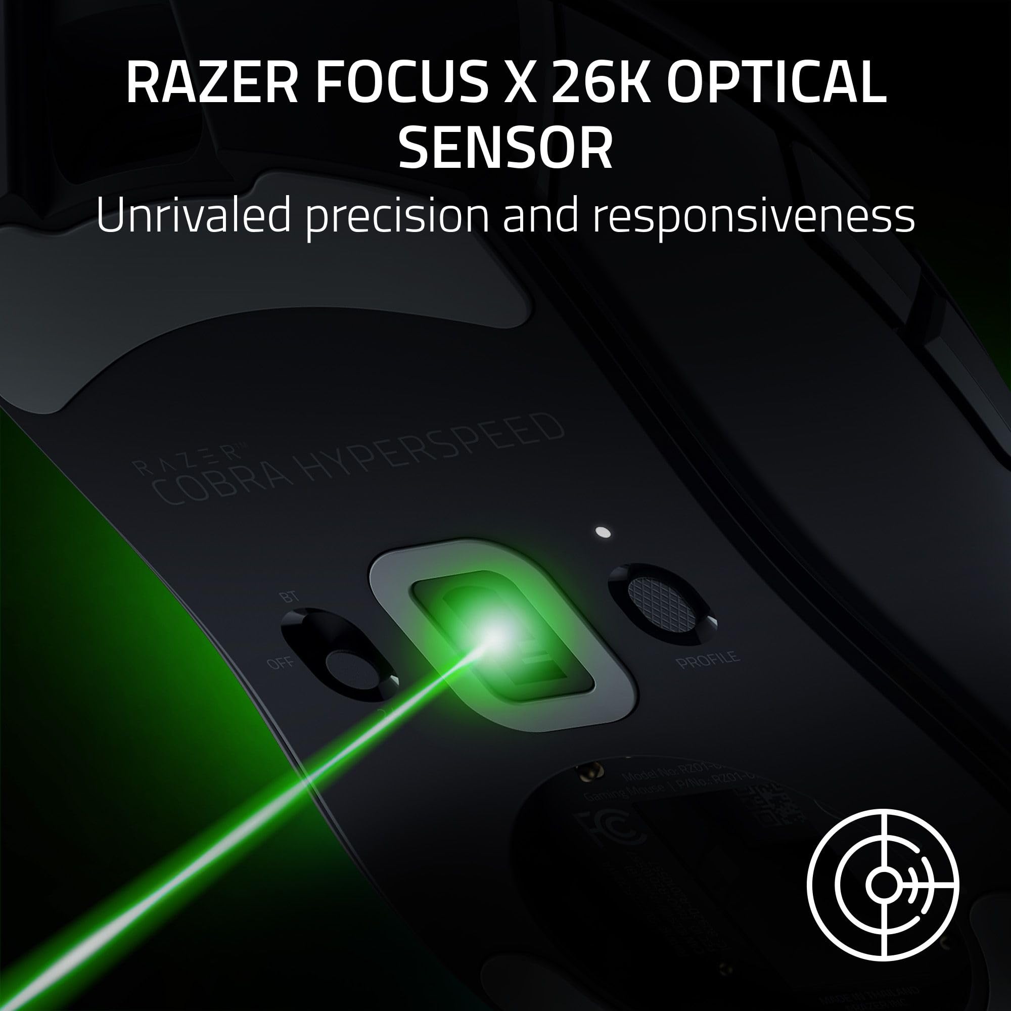 Razer Cobra HyperSpeed Wireless Gaming Mouse: 9 Customizable Controls - RGB Lighting - Optical Scroll Wheel - Optical Switches Gen-4-26K Sensor - 2.4GHz, Bluetooth & USB C - Up to 170 Hr Battery