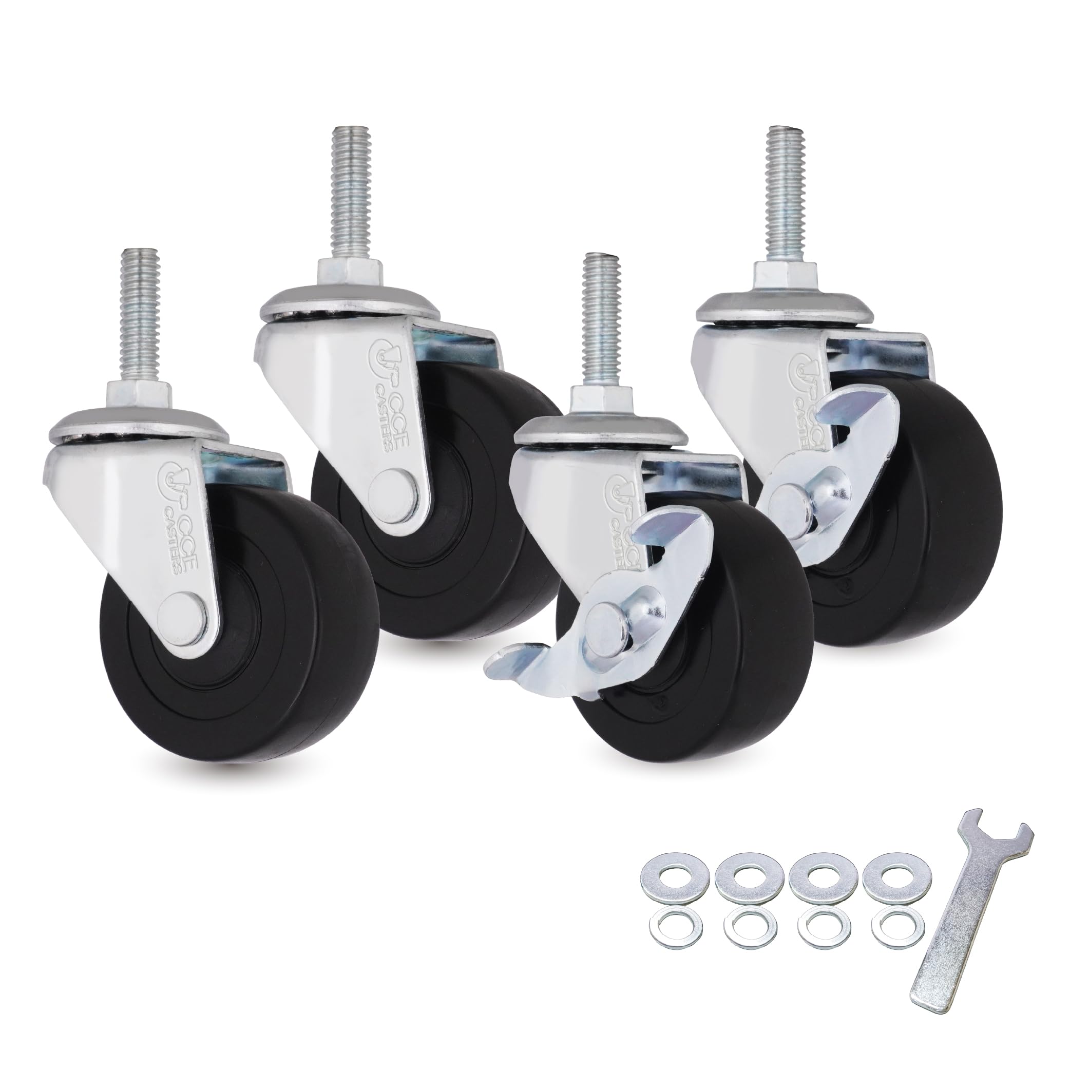 Photo 1 of AXL 5/16 Threaded Stem Casters, 2 Inch Caster Wheels, Stem Diameter 5/16" x Stem Length 1", Heavy Duty Replacement Furniture Wheels for Shelves, Trolley, Cabinet (Set of 4, 2 with Brake)