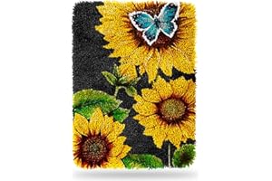 MGahyi Latch Hook Rug Kits for Adults, DIY Crochet Yarn Rugs Hooking Craft Kit with Color Preprinted Pattern Design for Kids Adults and Beginners(Sunflower, 20 x 15in)