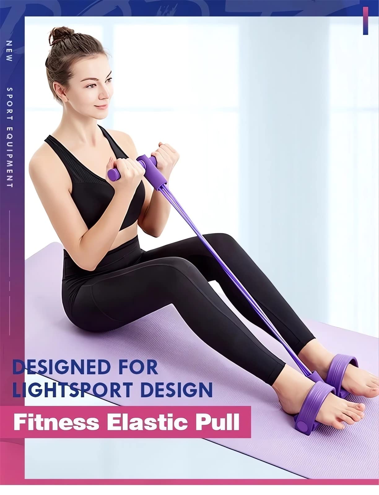 21 Fitness Resistance Bands-4 Tube Pedal Ankle Puller - 2023 New Sit up Leg Stretch Rope Exercise Bands with Handles, Stretching Workout Fitness Bands for Arm Weights Exercise Equipment