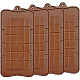 Silicone Break-Apart Chocolate, Food Grade Non-Stick Protein and Energy Bar Mold (Chocolate Bar Mold Set of 4)