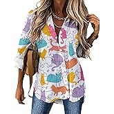 JOJOART Button Down Shirts for Women Long Sleeve Shirt Irregular Hem Casual V Neck Blouse Fit Tops