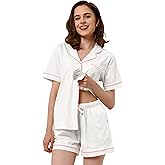 NAP BOUND 100% Cotton Pajamas for Women Sets 2 Pieces Pjs Button short sleeves with Pockets Soft Sleepwear Loungewear XS-XXL