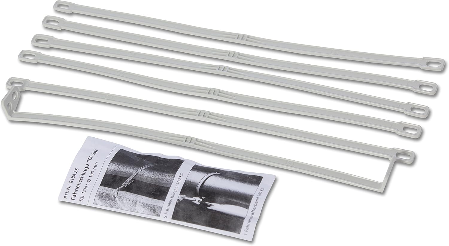 FBS 4 x flag slings set made of plastic with 1 x flag tensioner tape for poles I flagpoles up to 100 mm diameter - Image 3