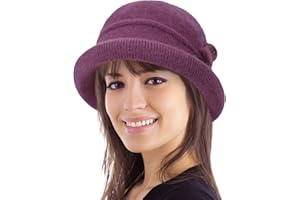 COLORSUN Women Winter Knit 1920s Vintage Bucket Bowler Hat Round Brim Warm Hat