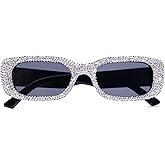 ICARA Fashion Rhinestone Sunglasses Women Crystal Sparkling Diamond Rectanglar UV400 Trendy Retro bling Party Sunglasses
