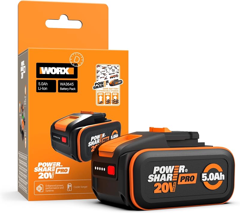 WORX WA3645 PowerShare Pro 20V 5.0Ah Lithium Battery BMS Intelligent Control