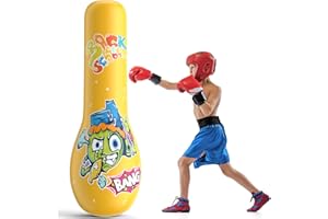 HOLLKIKI Punching Bag for Kids, 63 Inch Kids Punching Inflatable Kids Punching Bag for Kids 3-12, Punching Bag with Bounce-Back Action Set for Practicing Karate, Taekwondo