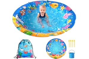 4.9 X 4.9 Feet Baby Beach Pool, Waterproof Beach Pool Blanket for Toddler, 2 in 1 Toddler Paddling Pool with Carrying Bag, Co