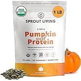 Sprout Living Organic Pumpkin Seed Protein Powder, Unflavored, 20 Grams of Plant Based Protein Powder Without Artificial Sweeteners, Non Dairy, Non-GMO, Vegan, Gluten Free (1 Pound, 15 Servings)