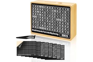 Flexzion Wooden Cash Saving Box - Money Savings Box Challenge 10000 5000 3000 2000 1000 500 - Wooden Money Box Includes 8 Sav