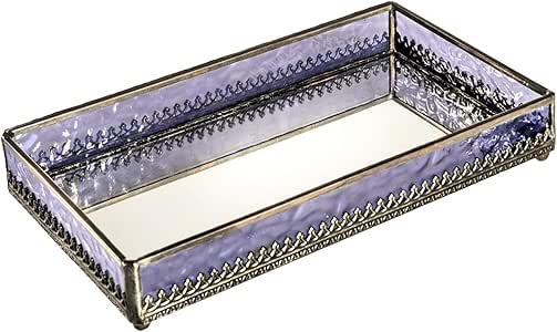 Amazon.com: Purple Glass Tray Mirrored Bottom Decorative Bathroom ...