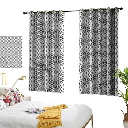 Amazon Com Lightly Beaded Curtain Black And White Flowers Leaves
