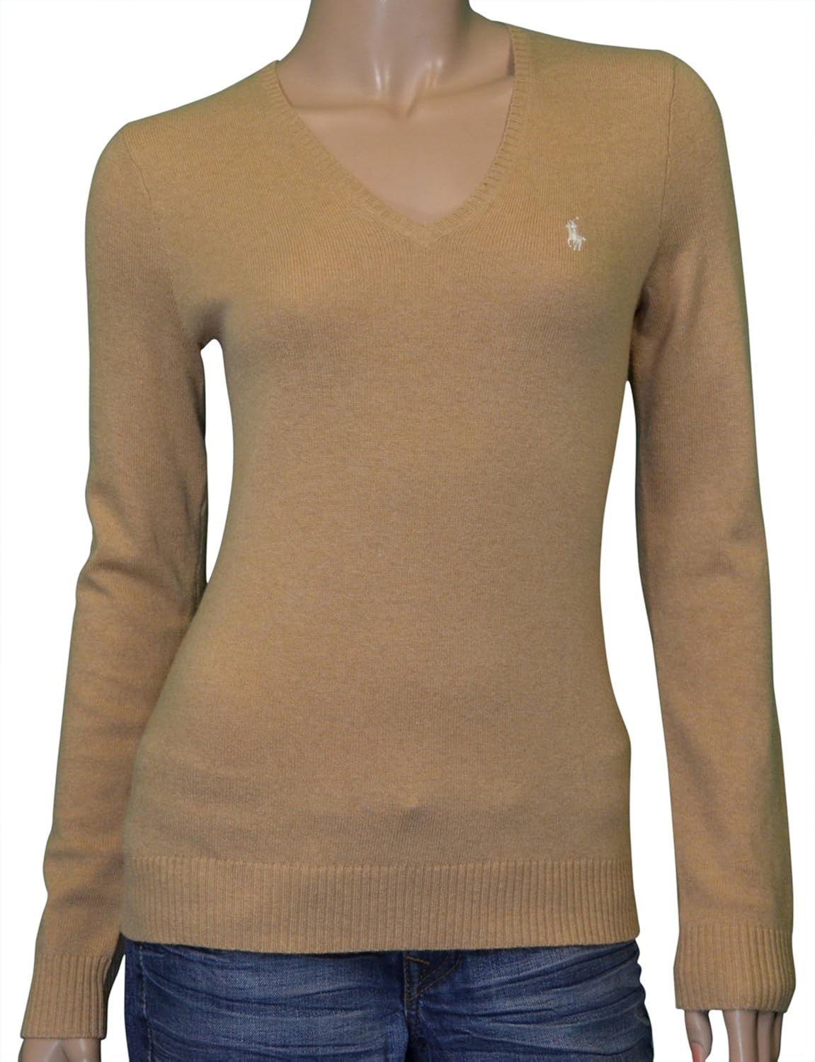 Polo Ralph Lauren Women's Wool Cashmere V-Neck Sweater at Amazon Womenâs Clothing store