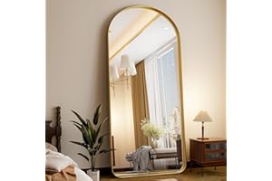 EASLY Extra Large 71"x30" Arched Full-Length Mirror - Wall-Mounted or Leaning Mirror with Aluminum Alloy Frame - Modern and Simple Home Decor - Vanity Mirror for Living Room and Bedroom