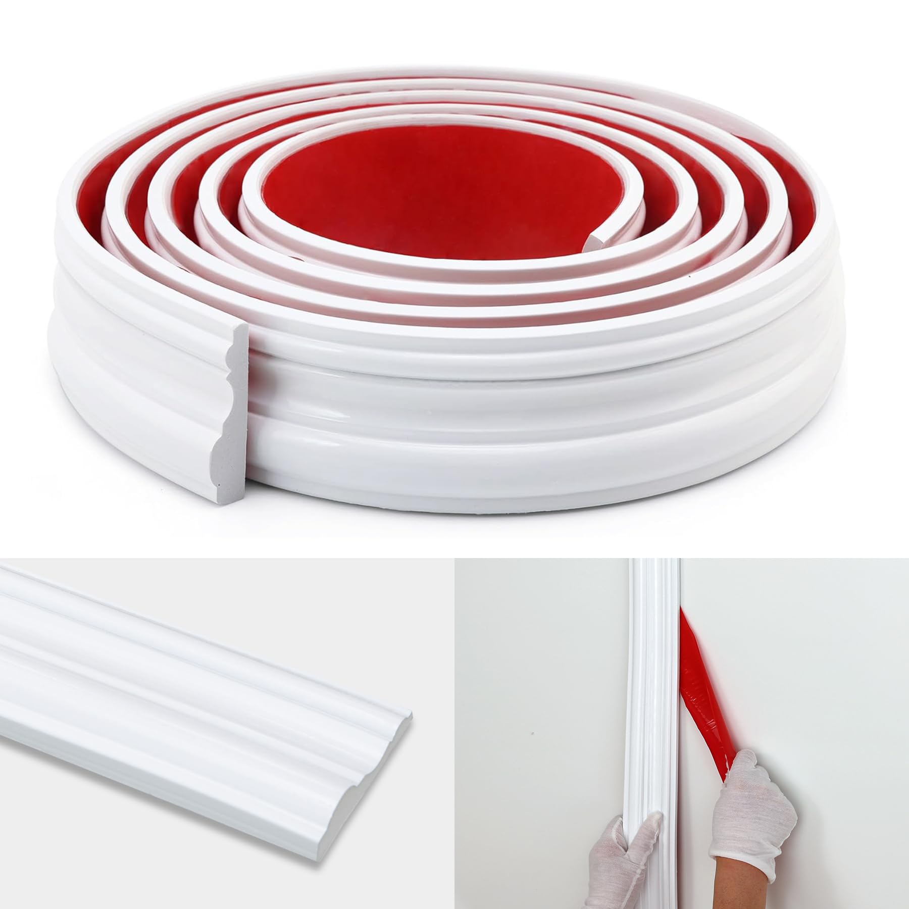 Photo 1 of Taaizau Peel and Stick Wall Molding Trim, Flexible Strip for Mirror Frame, Chair Rail Moulding, Wall Protection and Home DIY Decoration (118'' x 1.3'')