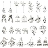 SUNNYCLUE 65Pcs 13 Styles Wizard Charms Bulk Magic Wand Charms Tibetan Antique Silver Fantasy Castle Robot Halloween Witch Pendants for Jewelry Making DIY Crafts Earrings Necklaces Bracelet Keychain