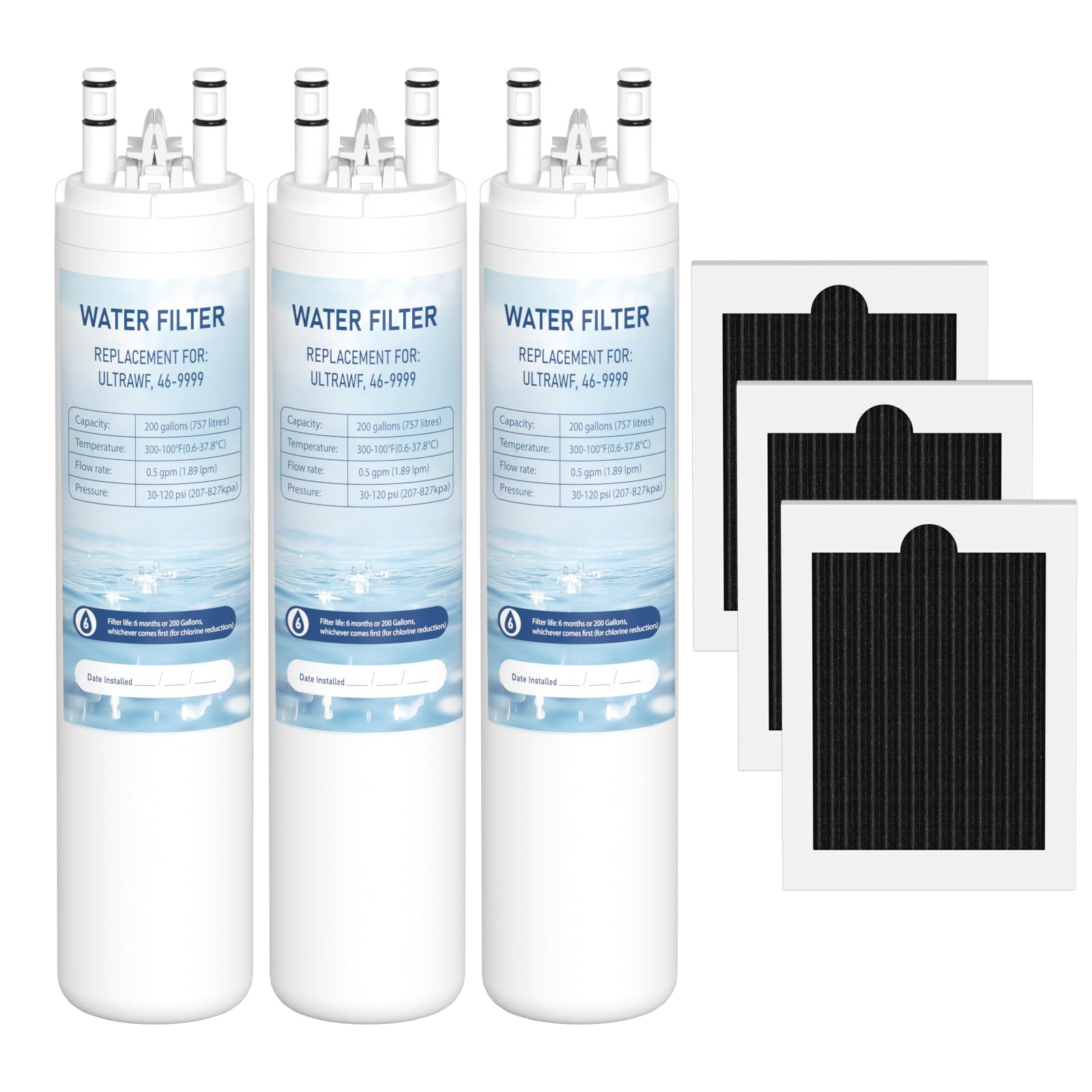 Photo 1 of Water Filter Replacement and Air Filter Combo Pack (ULTRAWF & PAULTRA) Compatible with Frigidaire Pure Source Ultra, Kenmore 9999, 469999, 46-9999, Height 11 inches, 3 Set