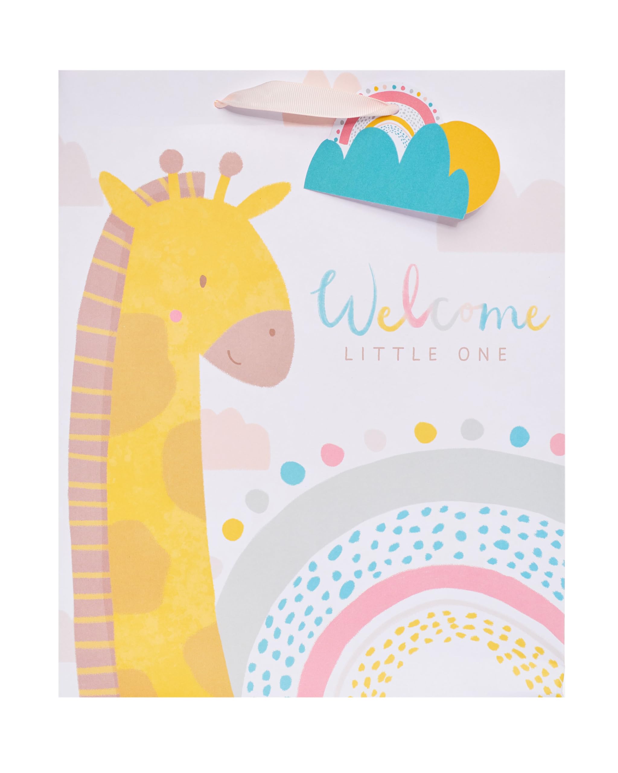 UK Greetings | Large Gift Bag for New Baby Boy or Girl | Party Bags for Presents | Birthdays/Weddings/Christmas | Cute Giraffe Design | 26.7 x 33 x 13.7 cm