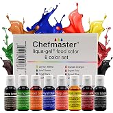 Chefmaster - Liqua-Gel Food Coloring - Fade Resistant Food Coloring - 8 Pack - Vibrant, Eye-Catching Colors, Easy-To-Blend Formula, Fade-Resistant - Made in the USA