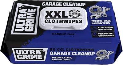 UltraGrime Garage XXL Wipes 80pk - Heavy Duty Multi Purpose Cleaning Cloths for