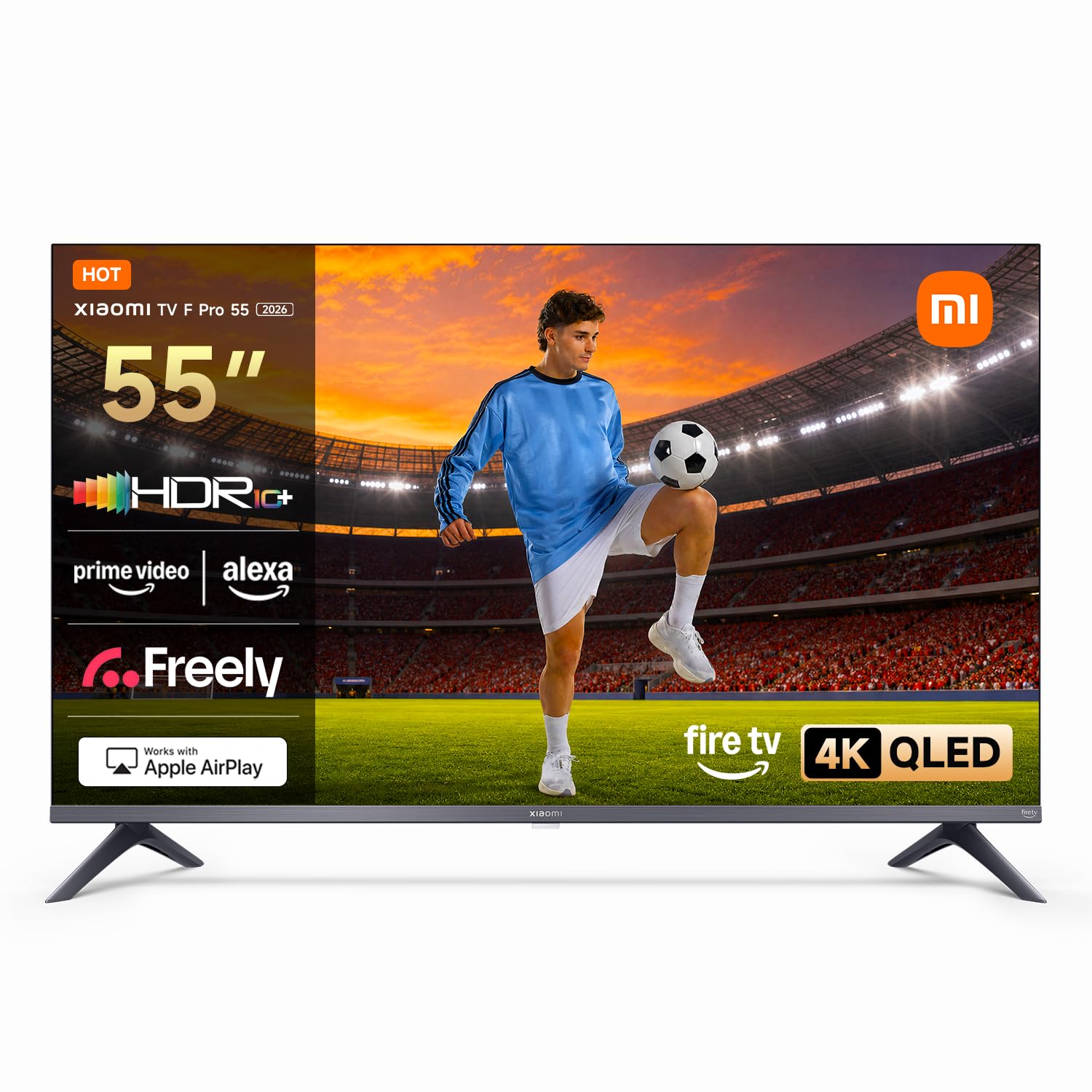 XIAOMI TV F Pro 55, 55 Inch (140 cm), 4K UHD QLED, Smart TV, Fire TV, HDR10+, 60Hz with 120Hz Game Boost Mode, MEMC, Alexa Voice Control, 2GB+32GB, Works with Apple AirPlay