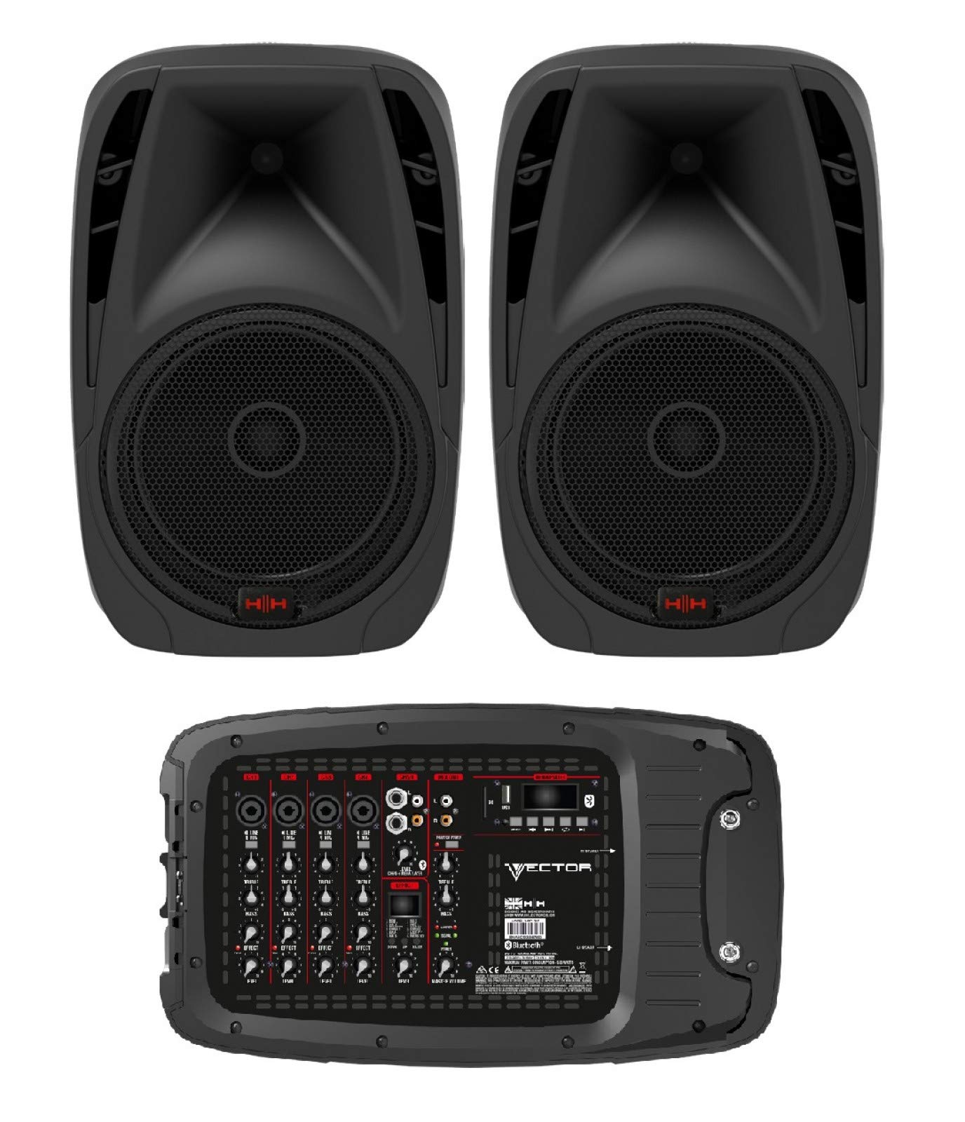 HH Electronics VECTOR by HH VRC-210 - Portable PA system - 2x500W - 6 channel mixer with Bluetooth and DSP