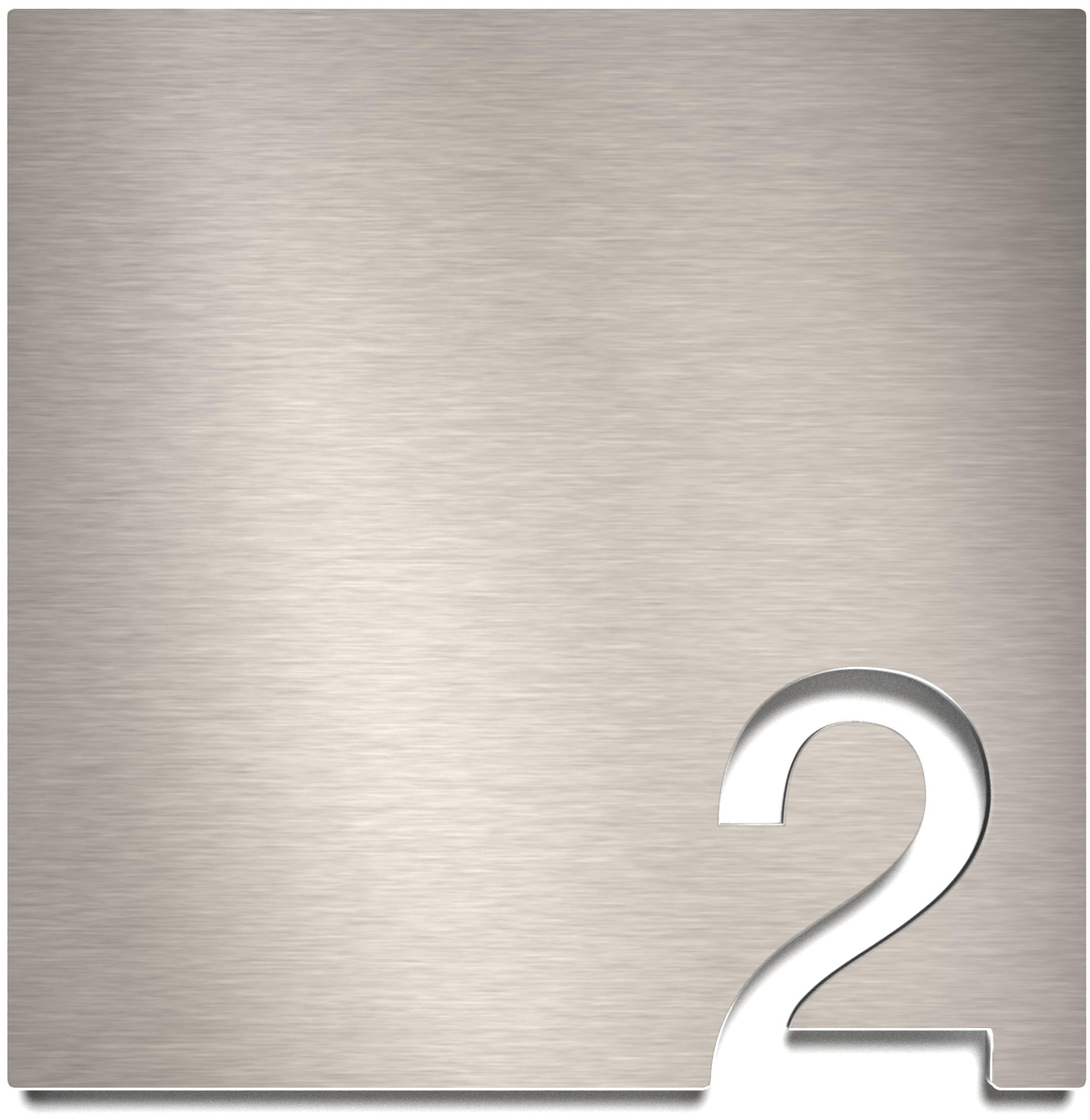INOXSIGN Z.03.002.E Stainless Steel Room Number 2 Self-Adhesive and Easy Care Design Room Number