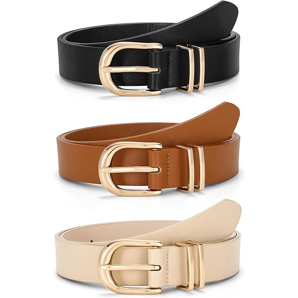 3 Pack Women\'s Faux Leather Belts Gold Buckle Dress Casual Jeans XZQTIVE 3 Packs Women main image 4