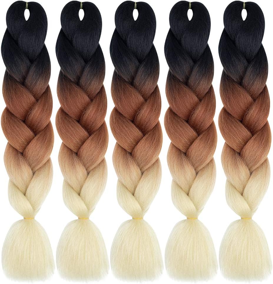 PANCY Ombre Jumbo Braids Crochet Twist Braid Hair Three Tone Synthetic Braiding Hair Extensions 24Inch Colored Kanekalon Jumbo Braiding Hair 5pcs/lot