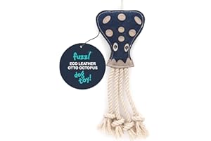 Fuzzl Eco Leather Otto Octopus Natural and Tough Dog Toys - Long Lasting Chew Toys for Aggressive Chewers - Strong Dog Toy for Dogs and Puppy