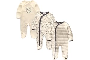 Ecojoy Baby Girls Boys Long Sleeve Printed Bodysuit Infant Foot Jumper Cotton One-Piece Romper 0-12 Months